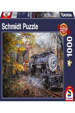 פאזל 1000 חל´ - קטר רכבת חולף בנוף.