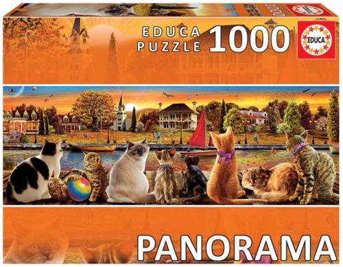 פאזל 1000 חל' - פנורמה - חתולים על הרציף