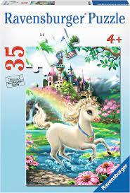 פאזל 35 חל' - סוס חד קרן ברקע ארמון