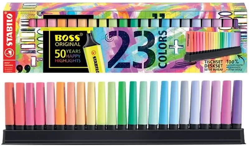 סט טוש זוהר (מרקר) 23 יח' BOSS  כולל מעמד לשולחן