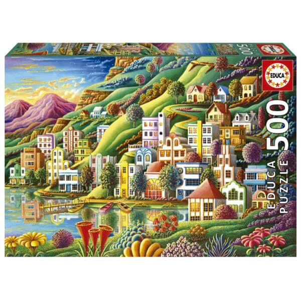 פאזל 500 חל' - נמל בכפר ציורי