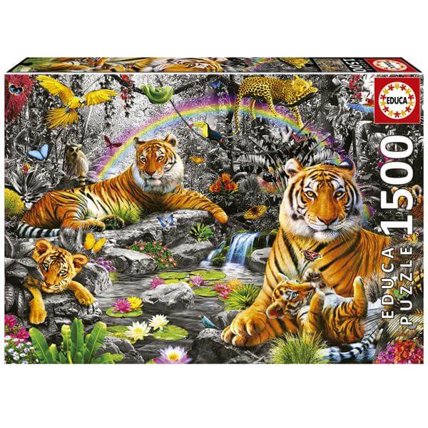 פאזל 1500 חל' - רביצה בג'ונגל תחת קשת בענן